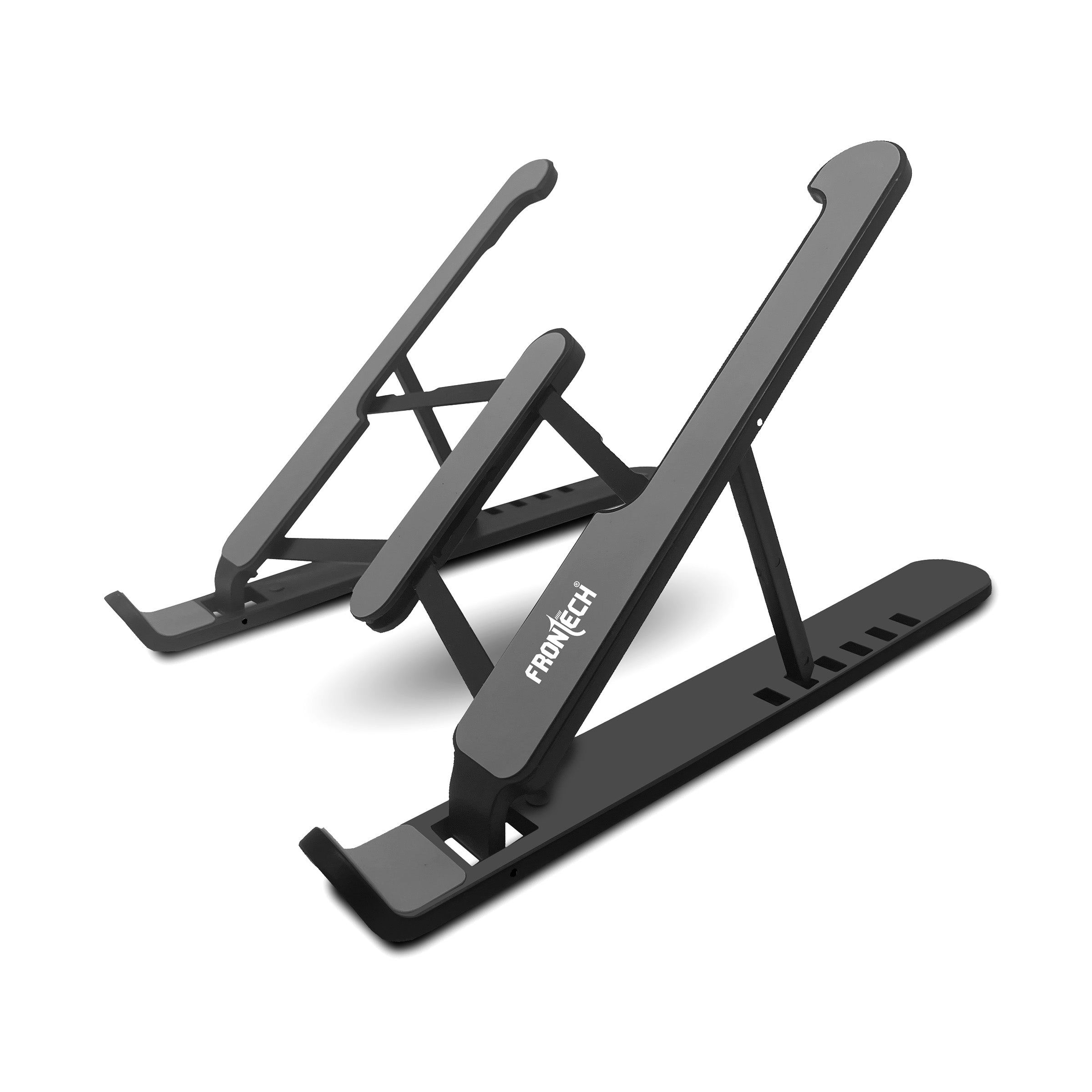 Frontech Laptop Stand Featuring Portable Foldable Design, Anti-Slip Silicone Rubber Pads, Supports Maximum of 5kgs Weight, 6 Adjustable Levels.(CP-0010) Frontech Laptop Stand Featuring Portable Foldable Design, Anti-Slip Silicone Rubber Pads, Supports Maximum of 5kgs Weight, 6 Adjustable Levels.(CP-0010)